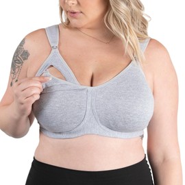 Leading Lady Women's Nursing Wireless Sports Bra, Heather Gray, 38 D