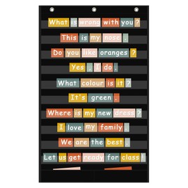 ANSTROUT 10+2 Pockets Standard Pocket Chart, 10 Clear Pockets Words Chart with 2 Extra Storage Pocket for Classroom Home Office Use,Large Size:45”x 28” Letter Cards,Words and Sentence Strips.