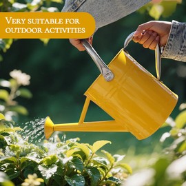 yourjoy Metal Watering Can, One Gallon Watering Cans Stainless Steel for Outdoor Indoor Garden Plants Watering (Yellow)