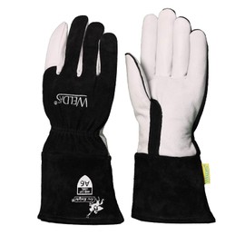 [Weldas] Women's Size Arc Knight® Premium Cut Resistant MIG Welding Gloves, Strong Level A6 Protection, 10-2020S-CR, Black and White (Small)