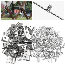 Wire Fence Clips, 100 Pcs Fence Clips with Screws, Stainless hog Wire Fencing with Screws, Cattle Panel Clips for 12-16 Gauge Welded Wire to Wood, Metal or Vinyl Fence(100 Kits)