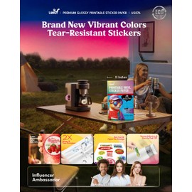 Uinkit Glossy Printable Vinyl Sticker Paper 11x17" Menu Size 200 Sheets