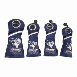 4Pcs 1/3/5/UT Golf Wood Headcovers Cartoon Snow Leopard Pattern PU Leather Head Covers Set