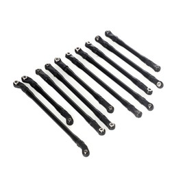 LCX 1/10th RC Car Stainless Steel Complete Suspension Link Set 313mm Wheelbase for Axial SCX10 II, Upgrades Parts Accessories (Black)