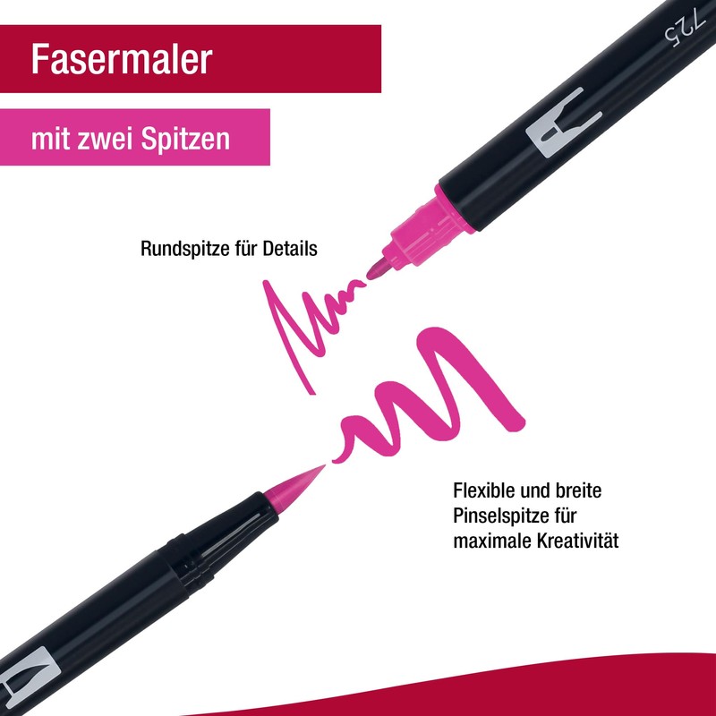 Tombow ABT Dual Brush Pen, Pink Edition, Pen with Two