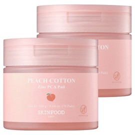 Skinfood Peach Bbosong Zinc PCA Pads, 70 Sheets Pack, 2 Packs / 스킨푸드 피치뽀송 징크피씨에이 패드, 70매입, 2개