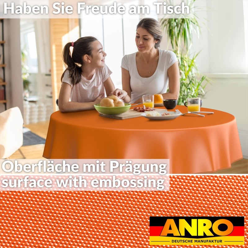 ANRO Oilcloth Tablecloth, Washable, Oilcloth, Garden Tablecloth, Outdoor, Indoor, Round,