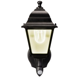 Maxsa 43319 Premium Battery-Powered Motion-Activated Decorative Outdoor Warm White LED Wall Sconce Lighting Fixture, Metal Housing, Black