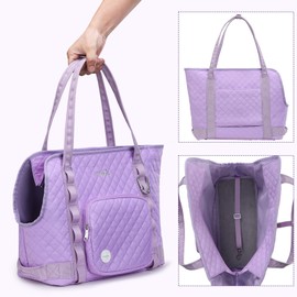 Pecute Dog Purse Carrier, Pet Carrier with Pockets for Small Dogs, Portable Small Dog Soft-Sided Carrier, Lightweight Dogs and Puppies Tote Bag Carrier, Outing, Travel, Vet, Purple