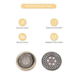 Coin Fidget Slider, Magnetic Stainless Mini Rotation Coin Fidget Slider, Devil Style Stress Relief Fingertip Haptic Toy for Adults Child Gifts, Office Work, Travel, Home