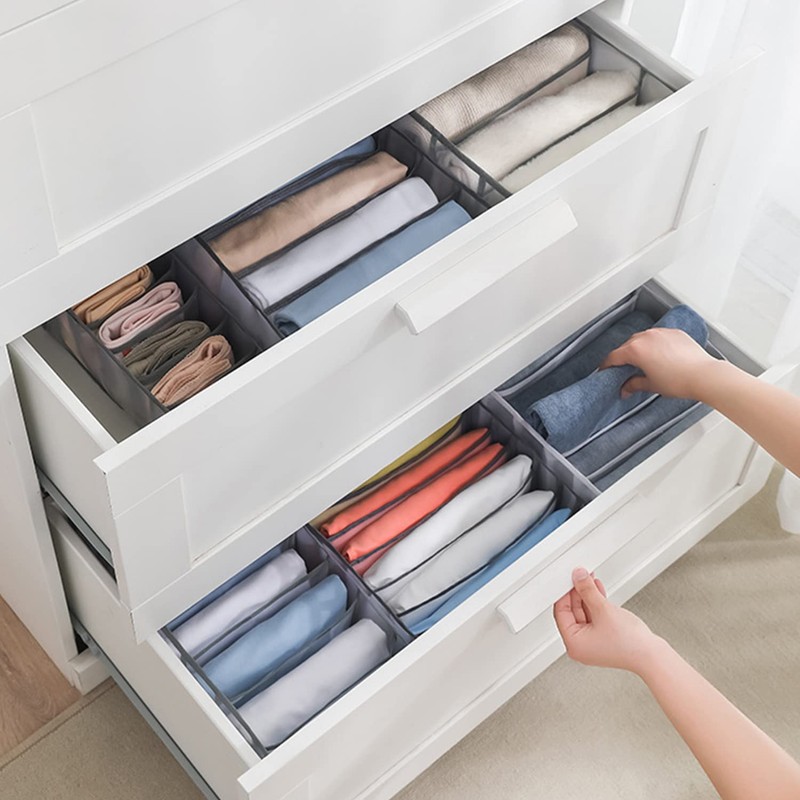 Abnaok 6 Pcs Clothes Storage Organiser for Wardrobe, Foldable Drawer