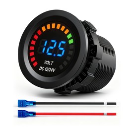 IZTOSS Digital Voltmeter 12V 24V Battery Voltage Meter with Low Voltage Beep Alarm Waterproof Design and Colorful LED Digital Display for Boat, Car, Motorcycle, Truck, RV Accurate Voltage Monitoring