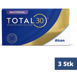 TOTAL30 Multifocal Monthly Lenses, Pack of 3, BC 8.4 m, DIA 14.2 m, ADD MED, -10.00 Dioptres