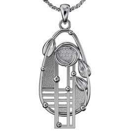 Cairn CHARLES RENNIE MACKINTOSH Silver Pendant - Floral Necklace. Jewellery gift box included. 221