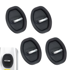Titgoes Pack-4 Car Door Latch Lock Cover, Silent Shock Absorption Car Door Latch Guard, Silicone Auto Lock Cover Parts Protective Pads, Fit for Most Vehicles (Black)