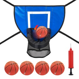 Trampoline Basketball Hoop, Basketball Stand with Ball Pump, Trampoline Basketball Attachment, Trampoline Basketball Attachment, Board Mini Basketball Hoop with 4 Mini Basketballs and 1 Pump for