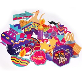 Crazy Night Diwali Decorations Photo Booth Props Centerpiece Happiness Funny Happy Diwali Party Decoration for Festival of Lights Party Hindu Party Supplies 25 Pcs