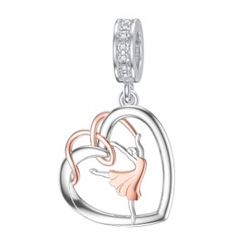 ROMANTIC WORK Ballerina Charm fit Armband 925 Sterling Silber Herz Tanz Charms Anhänger für Armbänder Ballett Schmuck Geschenk für Damen
