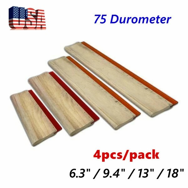 QOMOLANGMA 4pcs Silk Screen Printing Squeegee Ink Scraper 6.3"/ 9.4"/