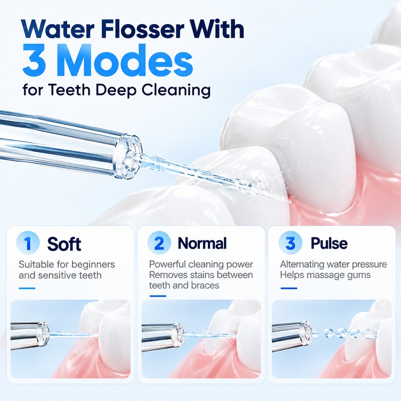 Portable Water Flosser for Daily Oral Cleaning – 3 Cleaning