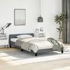 Casafoyer Bed Frame with Headboard Dark Gray 39.4"x74.8" Twin Velvet