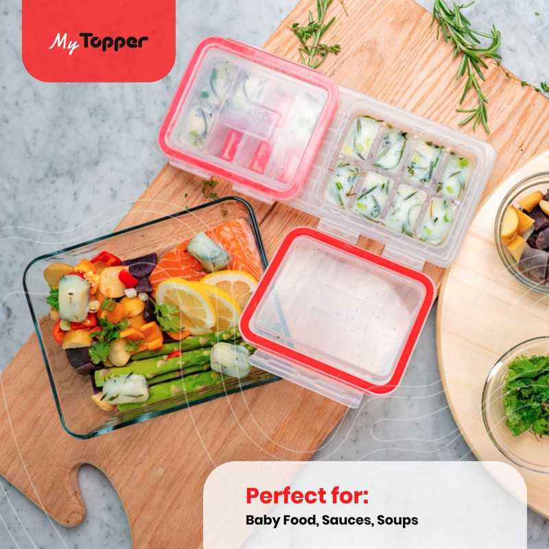 IceTopper Plus Ice Cube Tray with 2 Attached Lids -