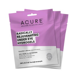 ACURE | parches de hydrogel rejuvenecedor para ojos, fórmula rejuvenecedora con pepino, sin minerales ni parabenos, 3 pares