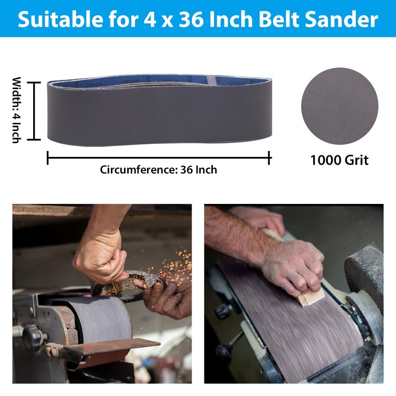 4 x 36 Inch Sanding Belts, 1000 Grit Ultra Fine