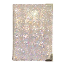 Diamond Bling Passport Cover with Metal Edge Protector, Vacation Essential, Wallet Organizer, Small Gift, Travel Accessories for Women and Men (AB/Silver Edge)