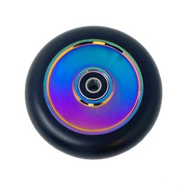 Team Dogz 1 x 100mm Neochrome Rainbow UFO Hollow Core Scooter Wheels ABEC11 Bearings Also Fits Sacrifice MGP (Rainbow Core Black PU, 100mm)