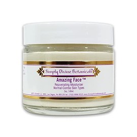 Simply Divine Botanicals Amazing Face Rejuvenating Moisturizer - Natural and Organic Anti-Aging Cream with Aloe Butter and Shea Oil For Dry, Normal, Mature, Sensitive Skin, 2 oz.
