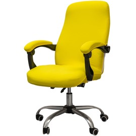 Melaluxe Office Chair Cover with Arm Covers - Universal Stretch Desk Chair Cover, Computer Chair Slipcovers (Size: L) - Yellow