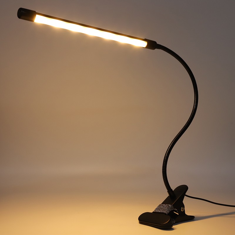 LED Adjustable Clip Reading Light Cold Warm Brightness Light Black