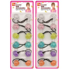 12 Pcs Hair Ties 20mm Ponytail Holders Elastic Colorful Cartoon Design Hairband Accessories for Kids Children Girls Women All Ages (Rose - Clear/Pink/Yellow/Sky Blue/Purple/Orange)