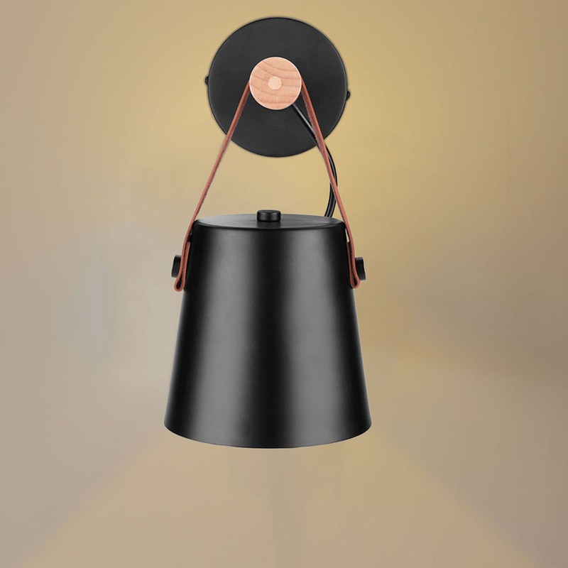 Modern Wooden Iron Bedroom Wall Mount Lamp Porch Corridor Study