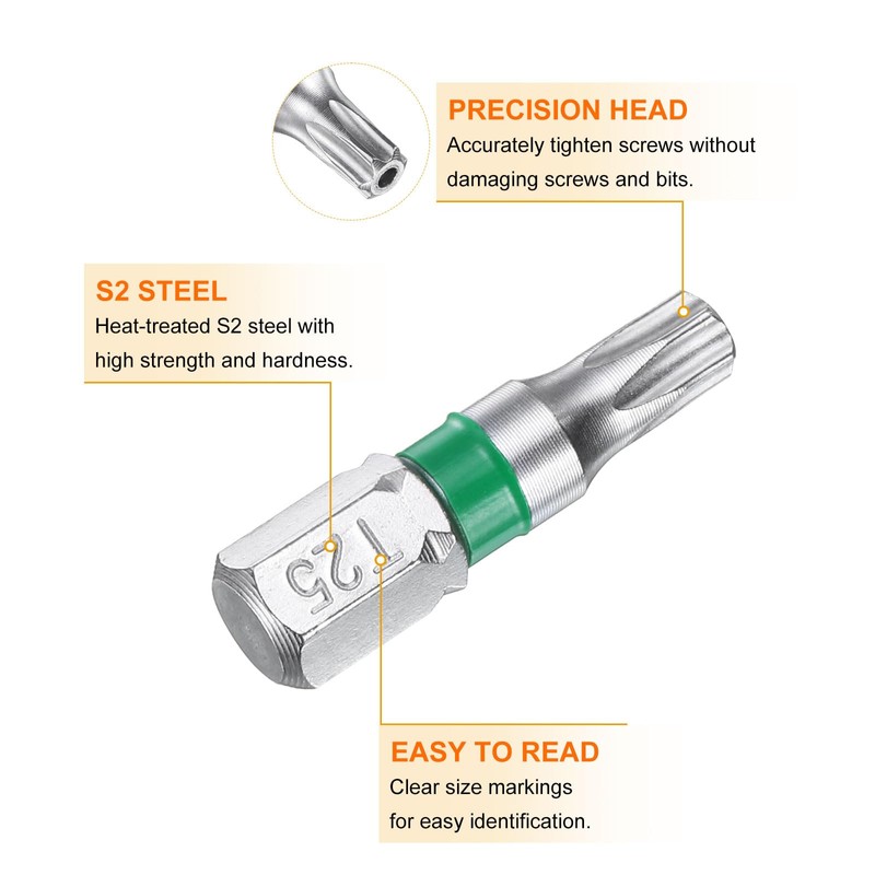 sourcing map 2pcs Torx Screwdriver Bit T25H 1/4" Hex Shank