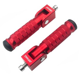 JXPANG Universal Motorcycle Bicycle Folding Passenger Foot Pegs M8 Rearsets Rear Set Footrests Footpeg Foot Rest Peg Pedals For Bike Install Hole 8mm (Red)