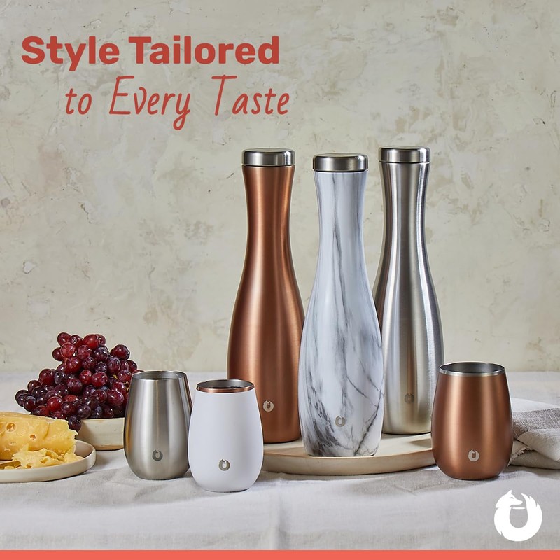 Snowfox Wine Carafe, Insulated Stainless Steel and Non, Slip Silicone