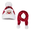 Qchomee 2Pcs Kids Christmas Santa Hat Scarf Set Knit Beanie