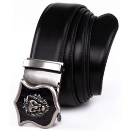 Men’s Belt Genuine Leather Ratchet Dress Belt for Men with Automatic Buckle(44/black)