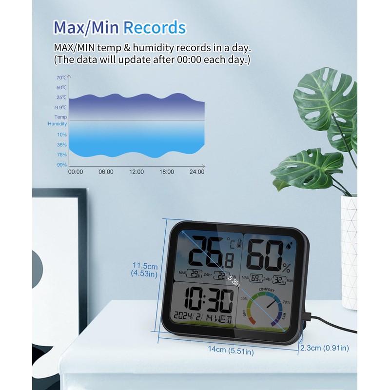 VOCOO Digital Indoor Room Thermometer - 5.8'' Extra Large Display