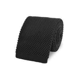 THE GENTS LAB 100% Polyester Square End Knitted Neck Tie (Black)