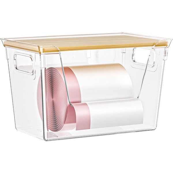 YimuPnHse 1 Pack Stackable Storage Trash Bag Holder with Bamboo