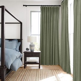 RYB Home Pinch Pleated Velvet Curtains 84 inches for Sliding Glass Door, Thermal Insulated Room Darkening Pleated Drapes for Bedroom Living Room, Sage Green, W66 x L84 inches, 2 Panels