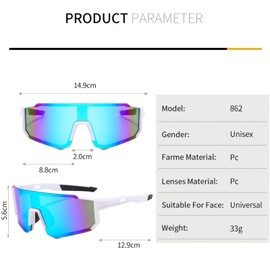 MUSELK Sports Sunglasses Men Women Cycling Glasses Sunglasses Polarised Sunglasses for Outdoor Activities MTB Road Bike Cycling Biking Ski Sunglasses with UV400, Colour 3