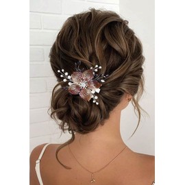 Unicra Copper Wire Metal Hand Woven Clips Hair Accessories Wedding Evening Fancy Rhinestone Hair Clips Purple Flower Hair Pins for Women and Bride