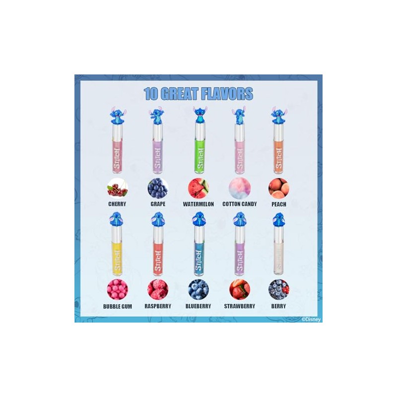 Stitch Brillo Labial Vegetal 10 pzas Niñas Regalo Fiesta