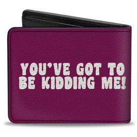 Buckle-Down Men's Wallet, Bifold, Youve Got to Be Kidding Me Purple White, Vegan Leather, Multi, 4.0" x 3.5", Multi, 4.0" x 3.5", Buckle-down Wallet, Bifold, Youve Got to Be Kidding Me Purple White
