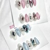 Emerald blue diamond pearl handmade nail tips - Design 1-Full