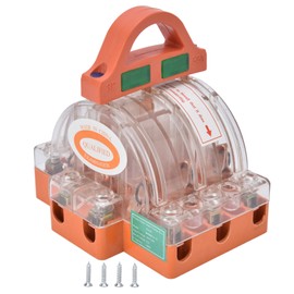 AC 380V 32A 3 Pole Knife Switch with LED Indicator Copper Transparent Shell Double Throw Disconnect Knife Switch